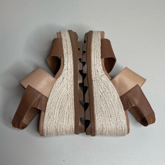 Sorel Joanie II Slingback Brown Leather Wedge Sandal SZ 7 - Picture 6 of 9